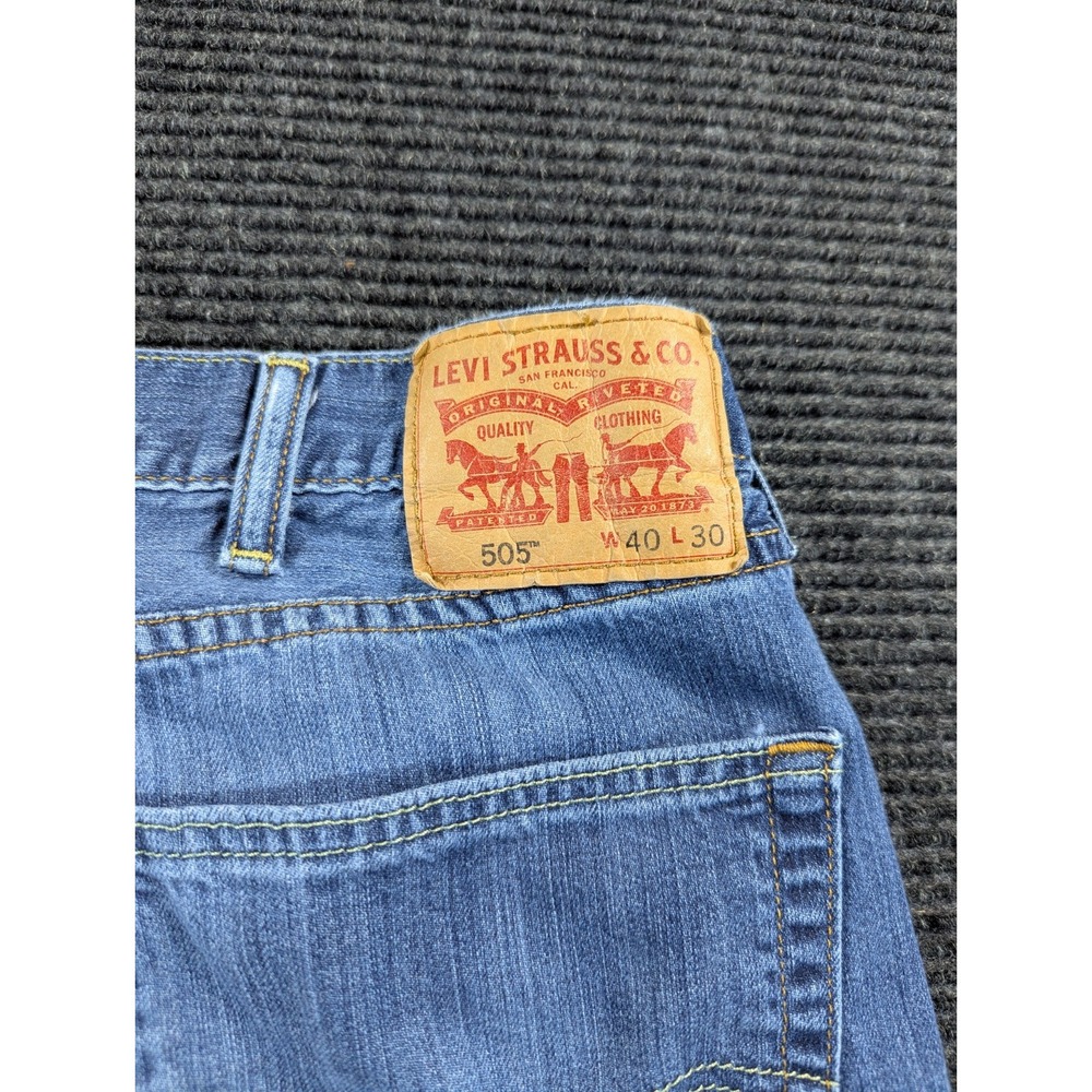 Levi's 505 Jeans Mens 40x30 Blue Denim Cotton Stretch High Rise Straight Leg - Picture 11 of 15